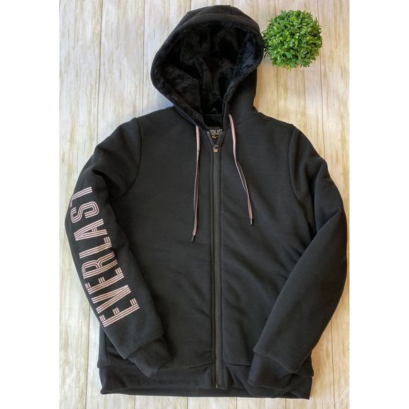 Everlast Jackets & Blazers - Everlast Hoodie Black Faux Fur Lined Sweatshirt